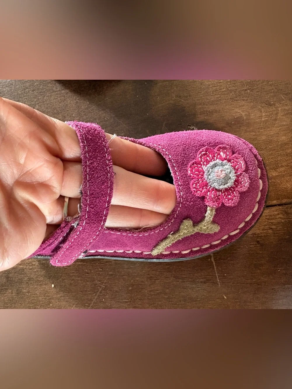 Pink Suede Flower Mary Jane Shoes and sparkle black ballet flats